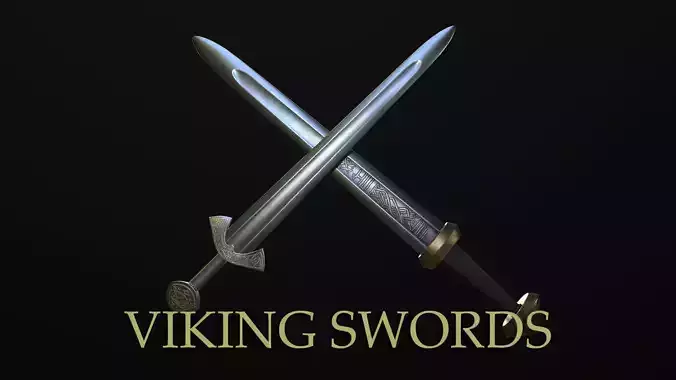 Realistic Low Poly Viking Swords 