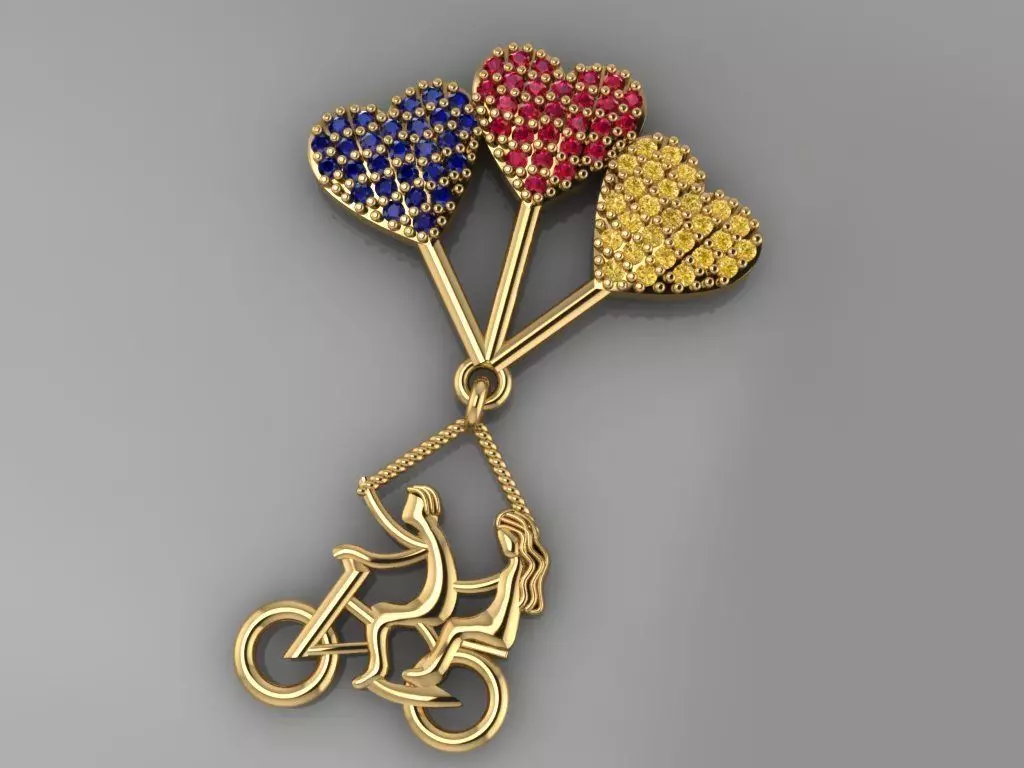 GC GOLD H002 -Hearted BicycleDiamond Gold NECKLACE 3D print model