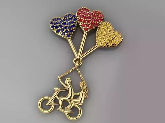   GC GOLD  H002 -Hearted BicycleDiamond Gold NECKLACE 3D print model