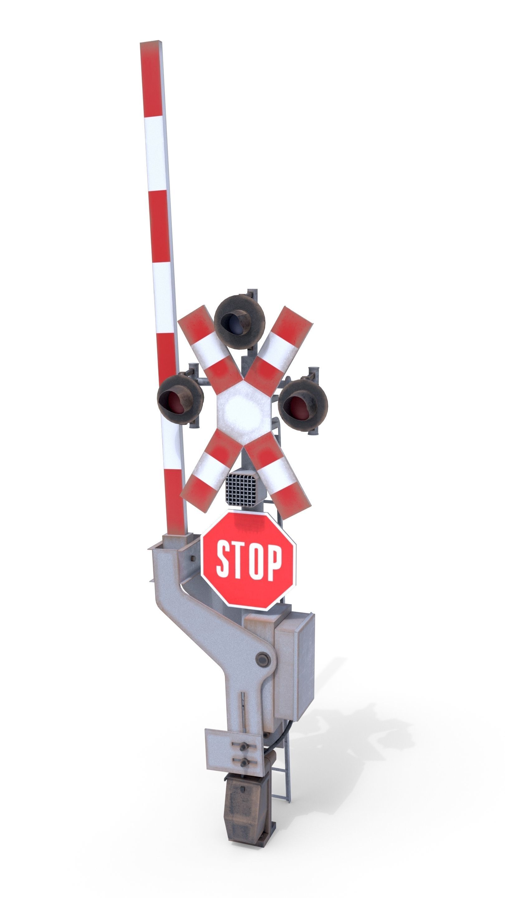 Rail Crossing Traffic Light Weathered 1 3D model_1