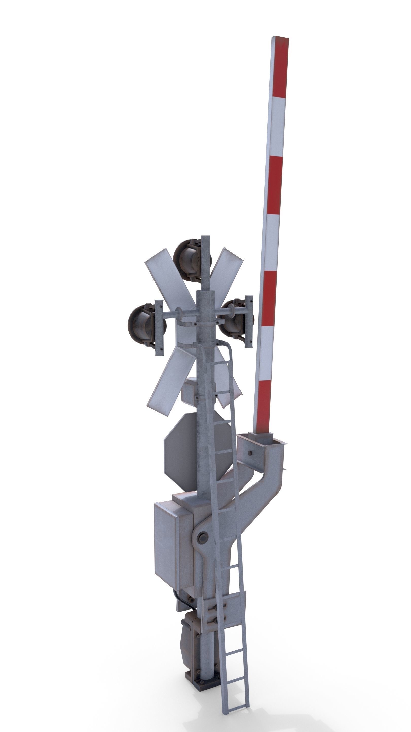 Rail Crossing Traffic Light Weathered 1 3D model_2