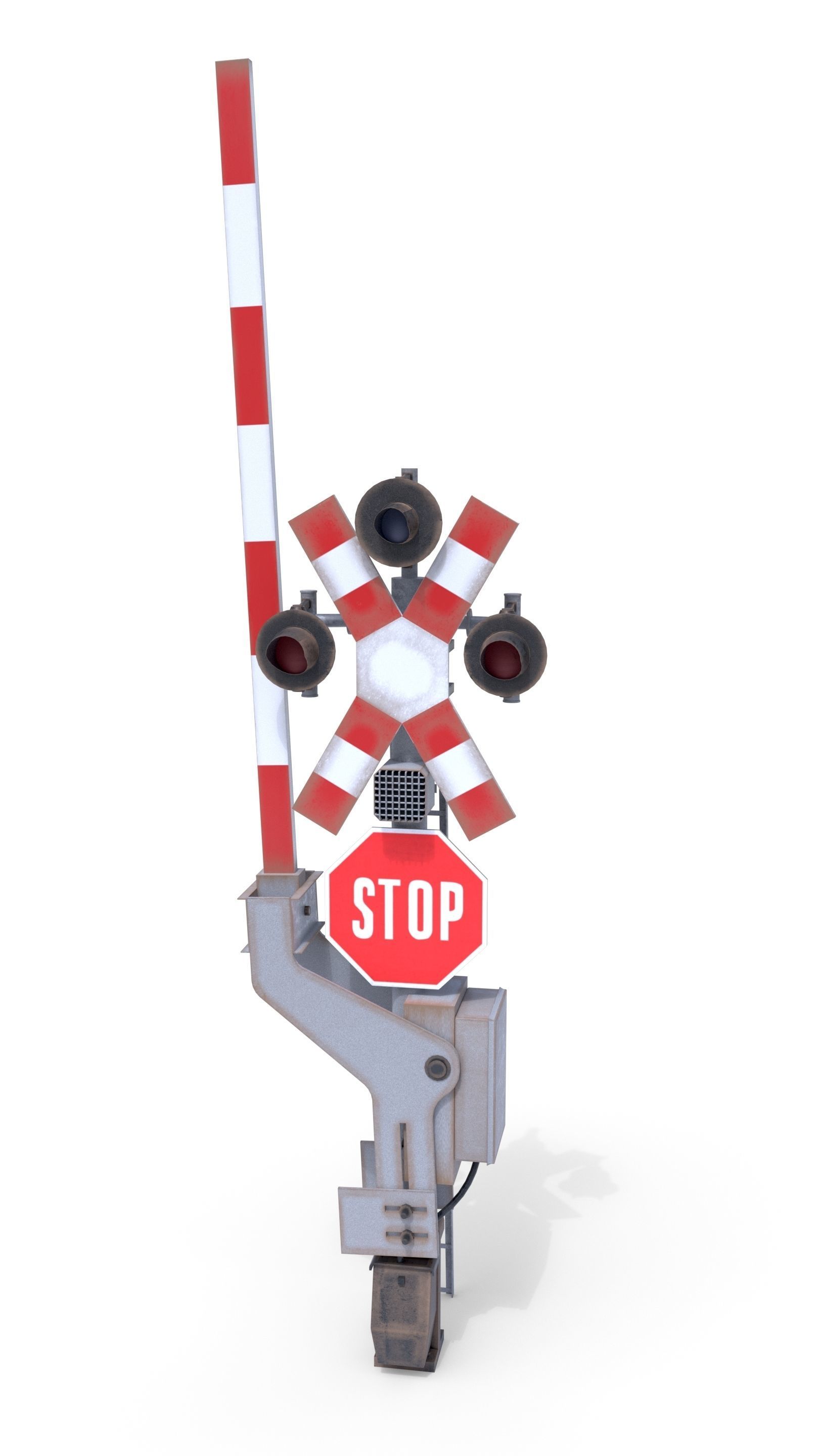 Rail Crossing Traffic Light Weathered 1 3D model_3