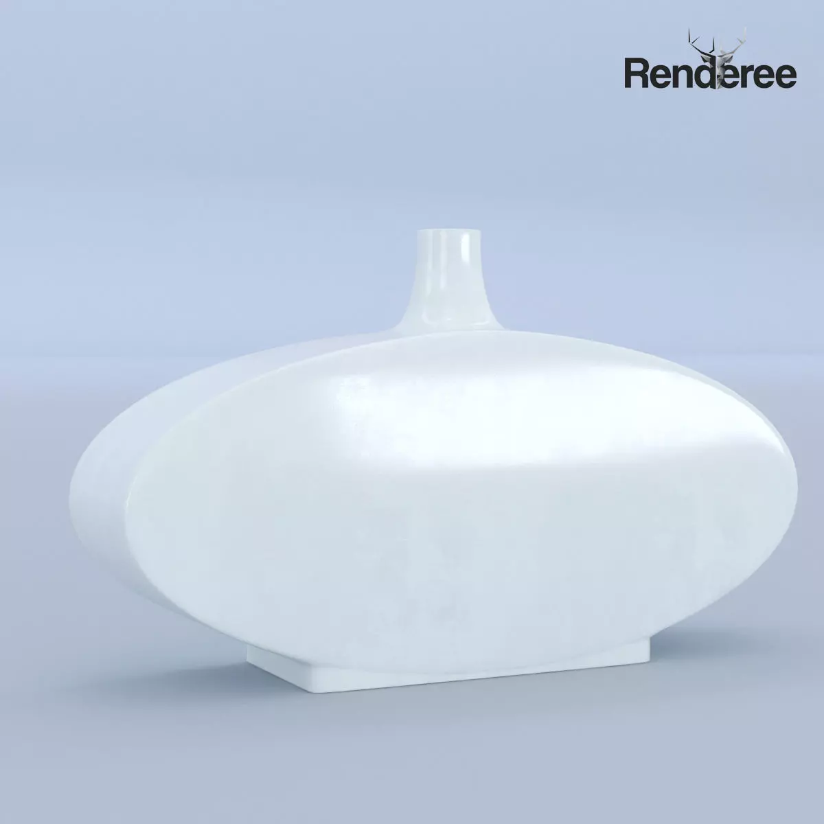 Ceramic White Vase 3D model_0