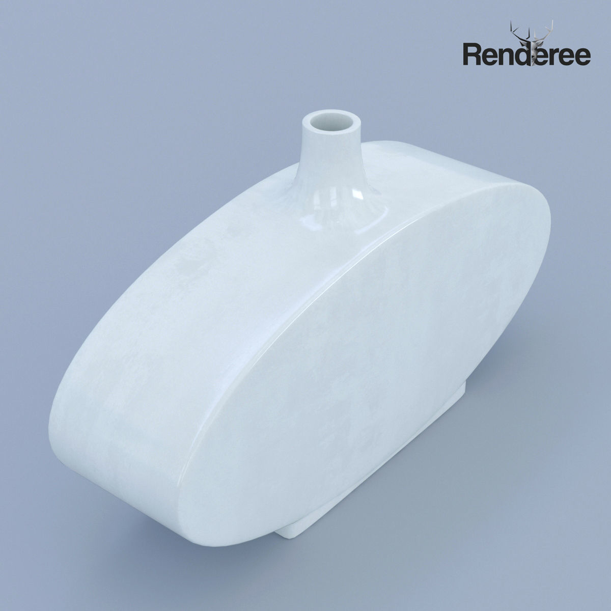 Ceramic White Vase 3D model_2