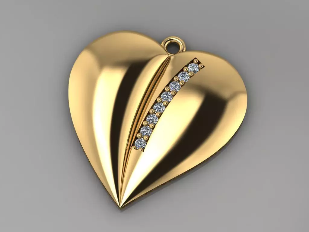 GC GOLD H003 - Heart Diamond Gold NECKLACE 3D print model