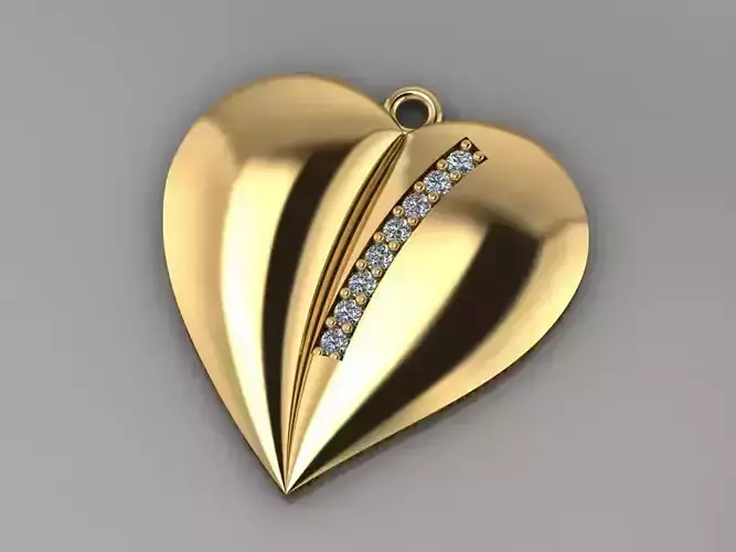   GC GOLD  H003 -   Heart Diamond Gold NECKLACE