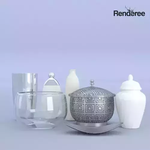 Kitchen Pots Set 3D model
