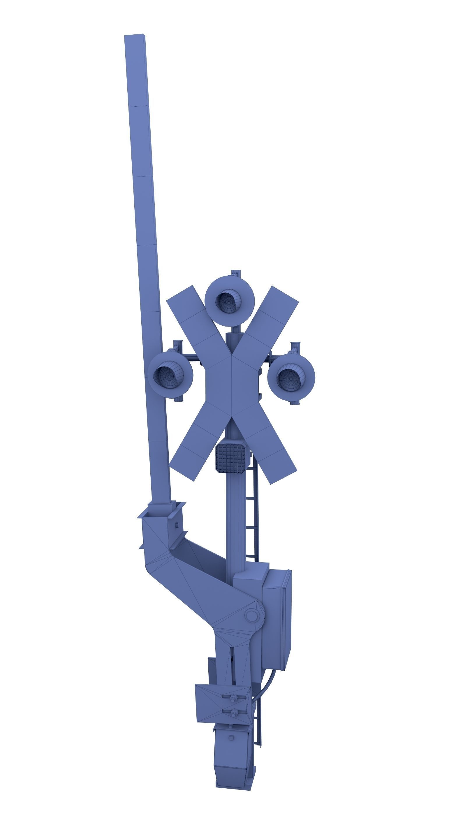 Rail Crossing Traffic Light Weathered 2 3D model_6