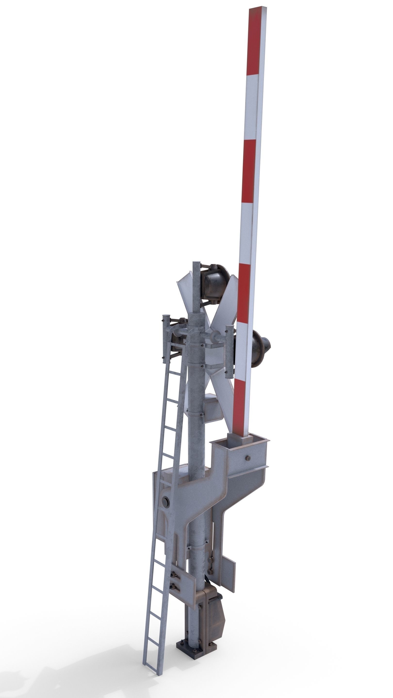 Rail Crossing Traffic Light Weathered 2 3D model_2