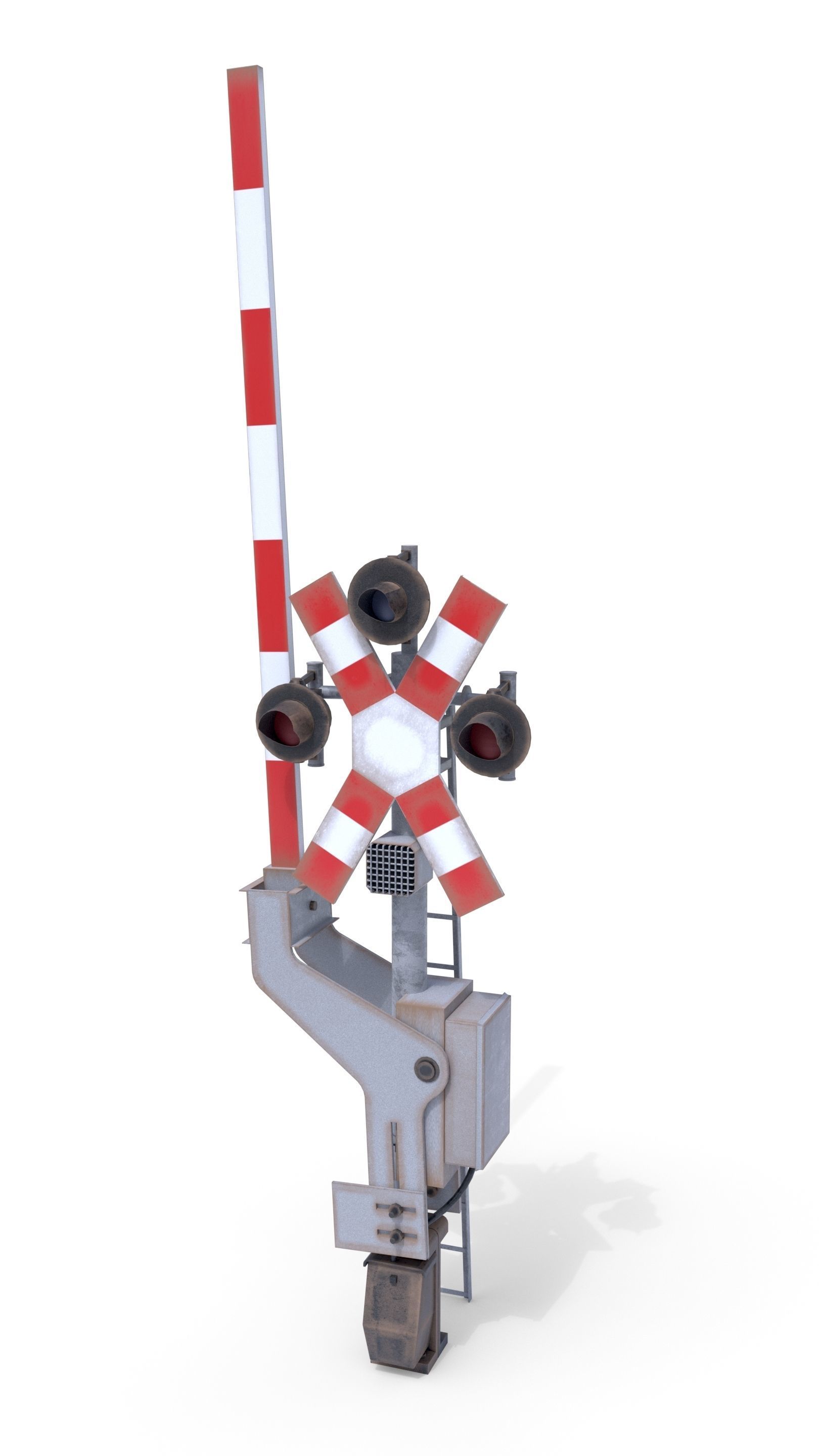 Rail Crossing Traffic Light Weathered 2 3D model_1