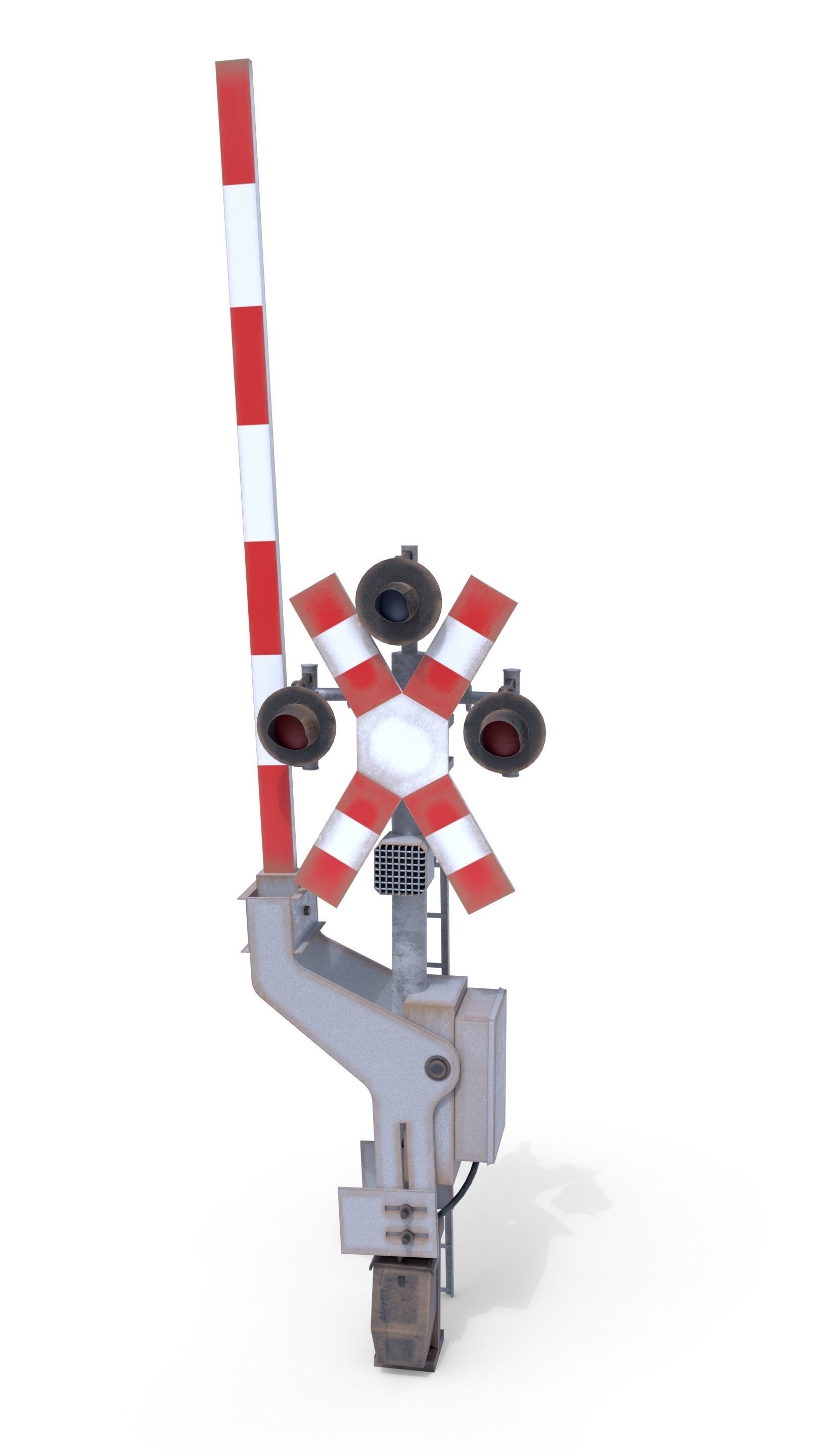 Rail Crossing Traffic Light Weathered 2 3D model_3
