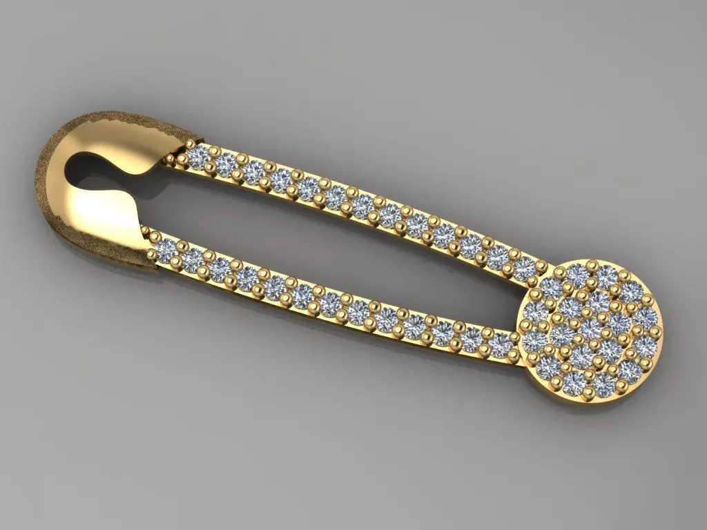 GC GOLD H005- NEEDLE Diamond Gold NECKLACE 3D print model