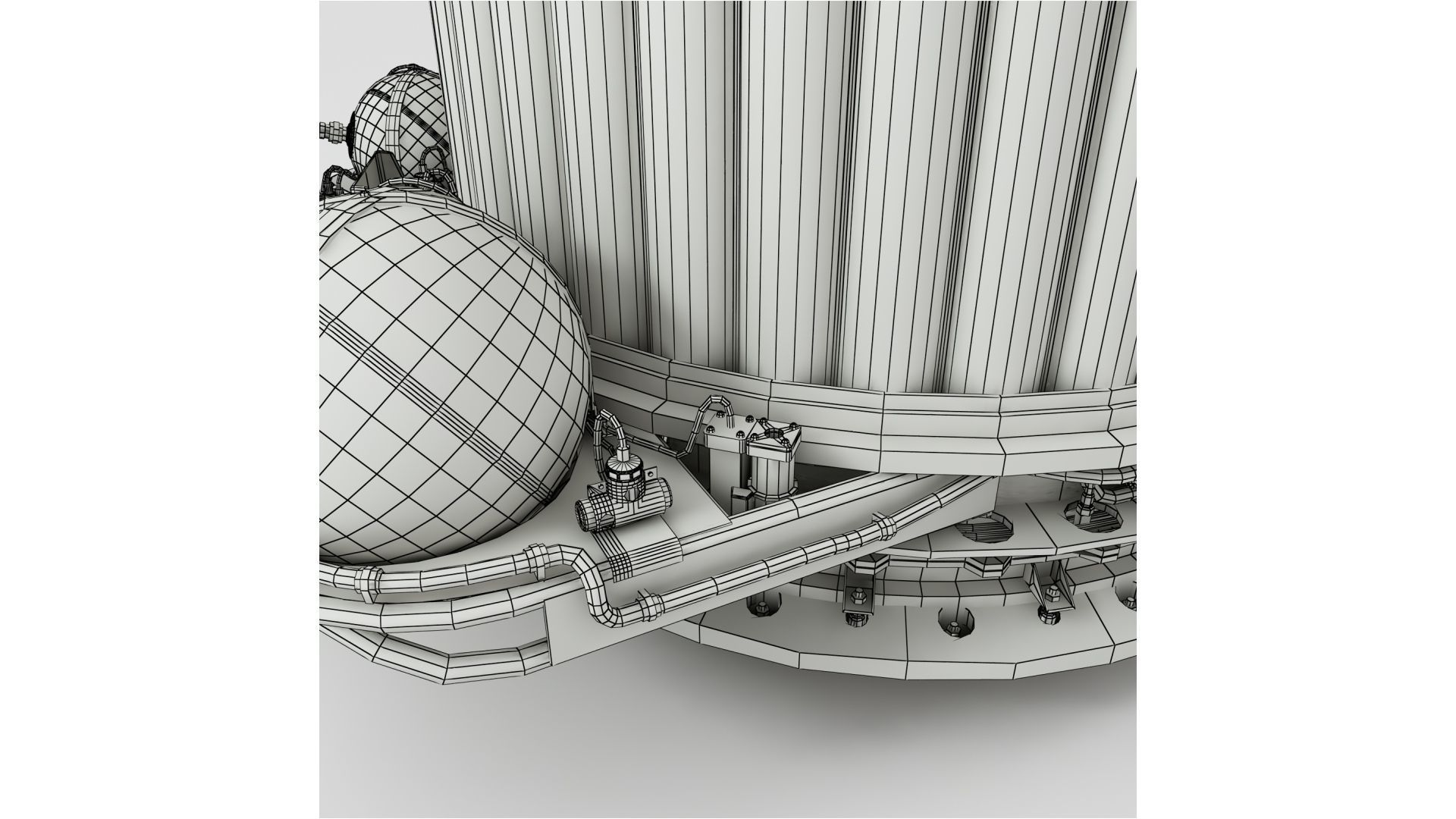 Inflatable airlock of spacecraft Voskhod-2 3D model_12