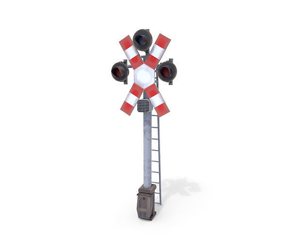Rail Crossing Traffic Light Weathered 3 3D model