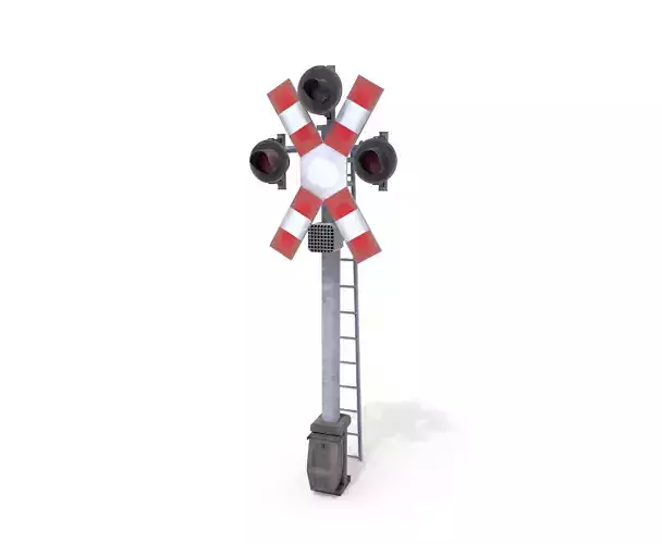 Rail Crossing Traffic Light Weathered 3 3D model