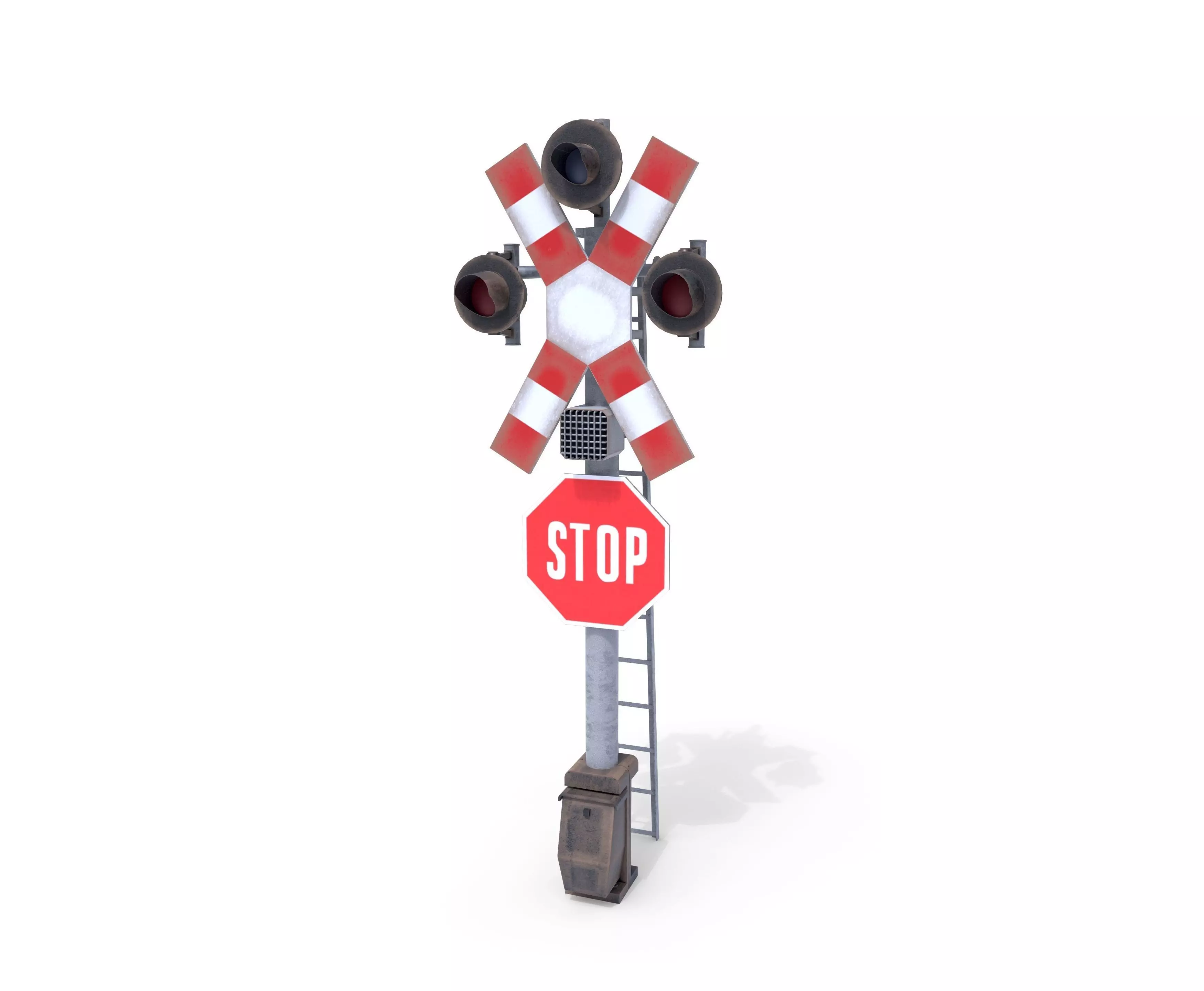 Rail Crossing Traffic Light Weathered 4 3D model_0