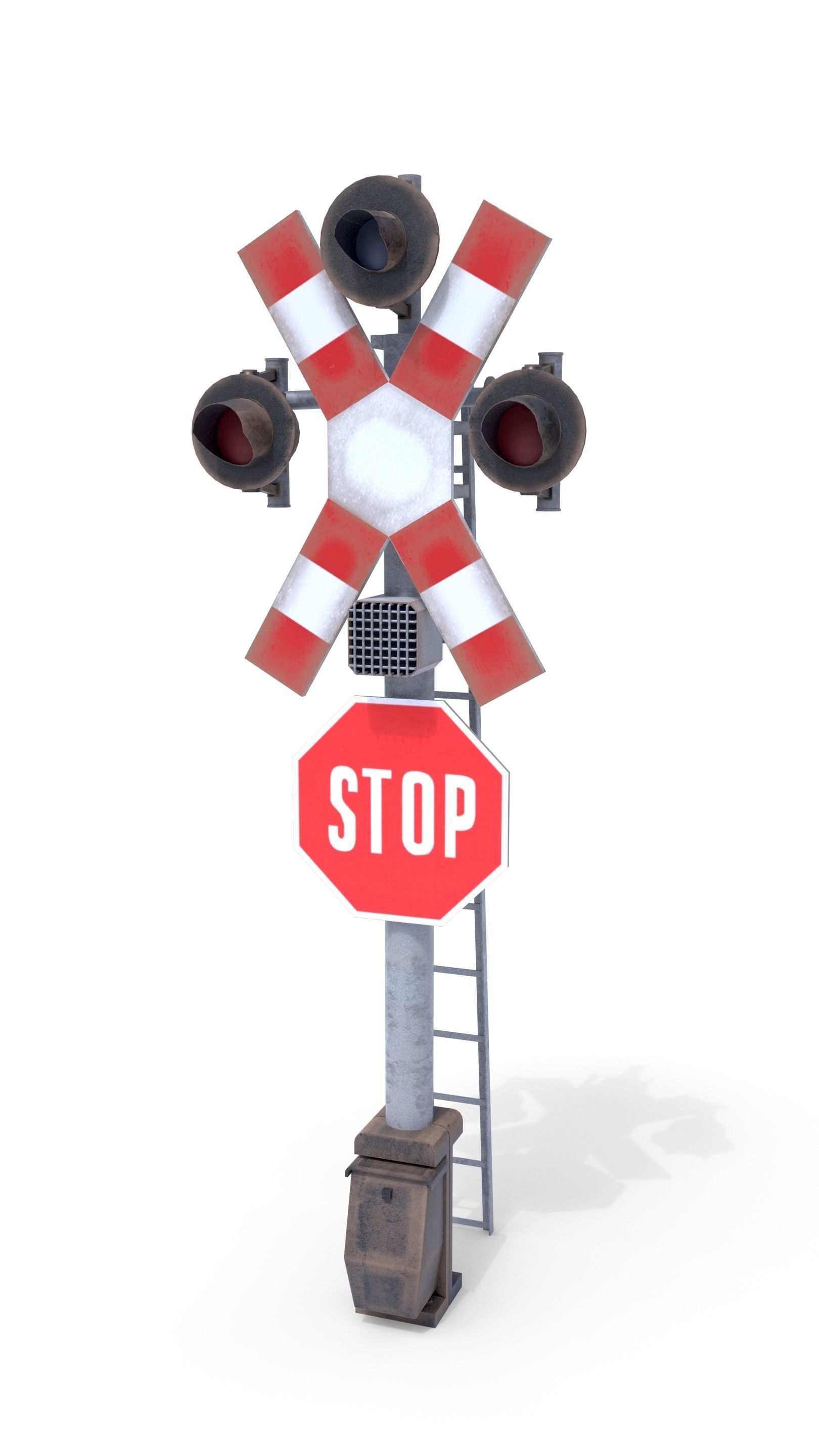 Rail Crossing Traffic Light Weathered 4 3D model_1