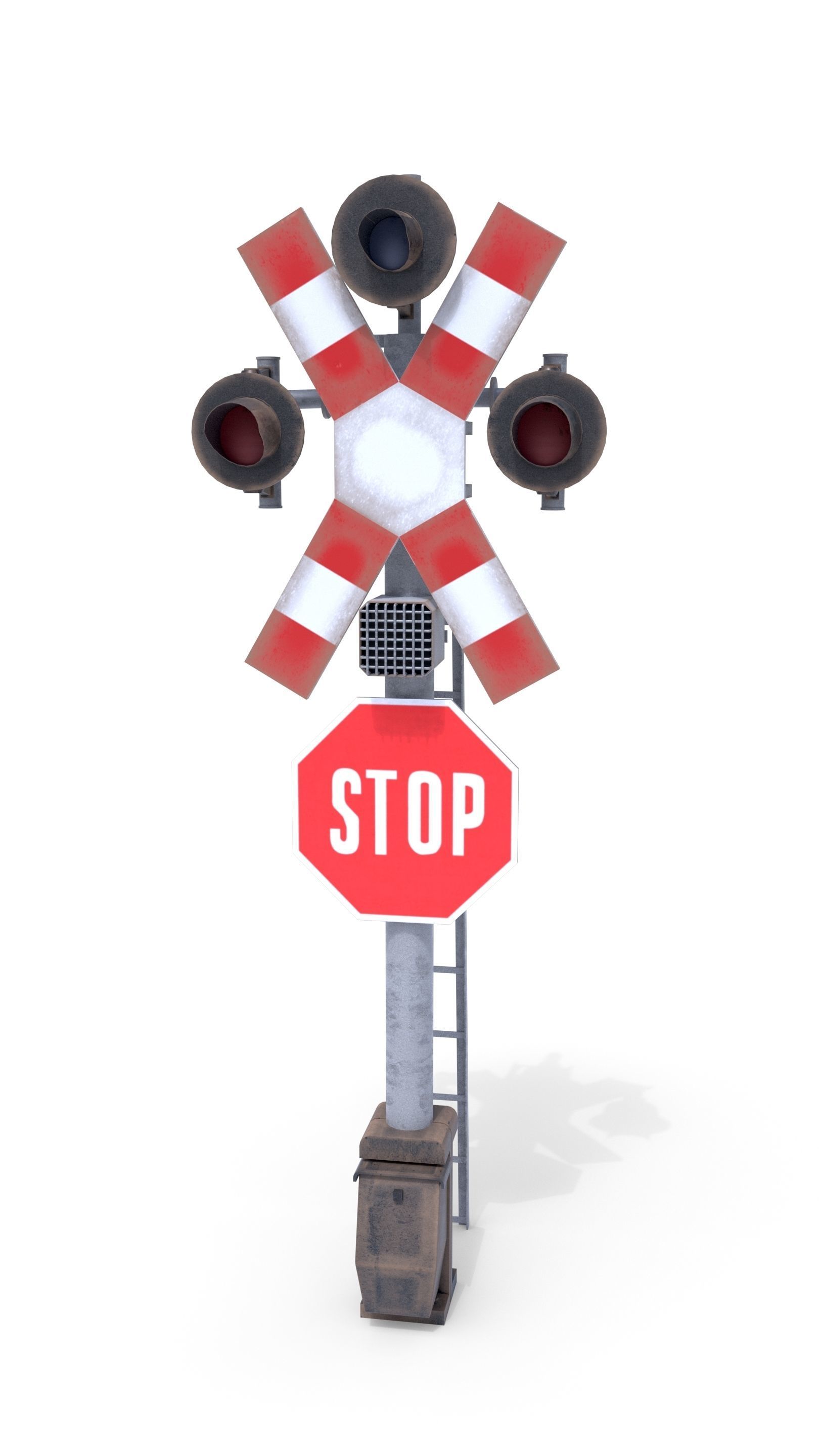 Rail Crossing Traffic Light Weathered 4 3D model_3