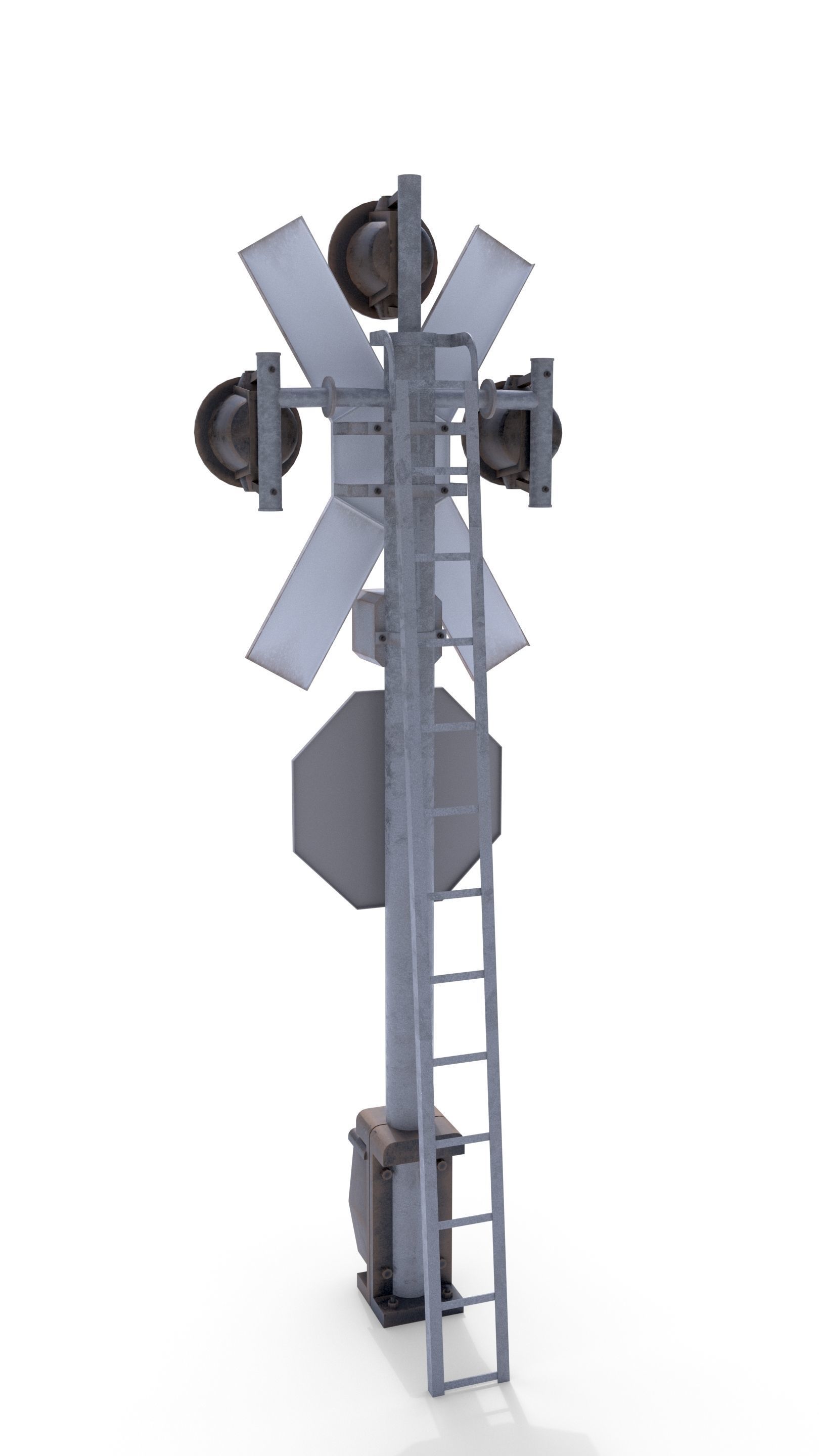 Rail Crossing Traffic Light Weathered 4 3D model_2