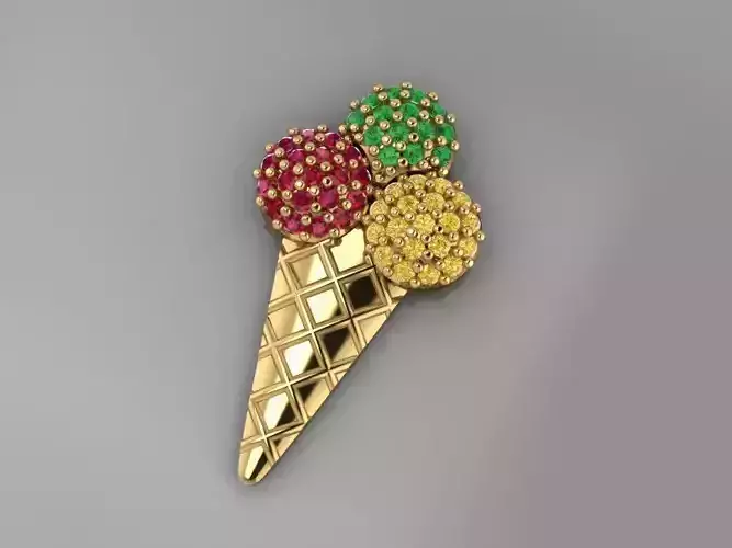   GC GOLD  H007-  ICE CREAM Diamond Gold NECKLACE