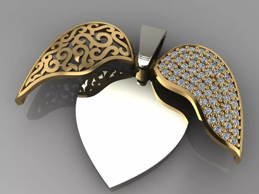 GC GOLD H008- Heart Diamond Gold NECKLACE 3D print model