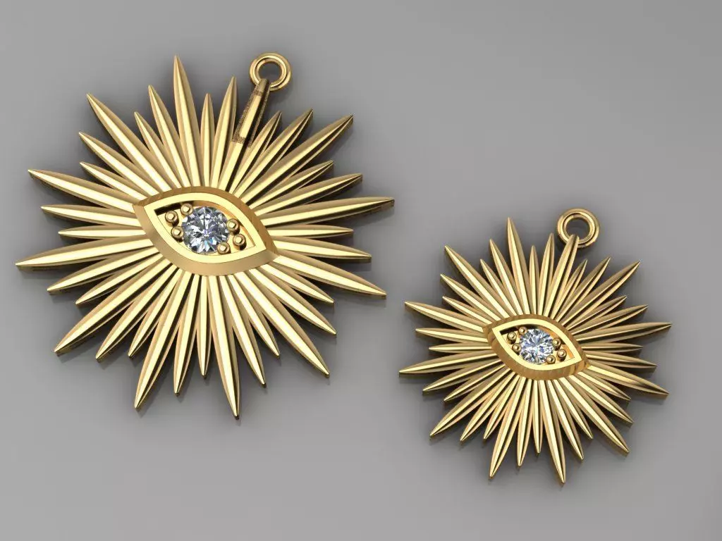 GC GOLD H009- Eye Diamond Gold necklace 3D print model