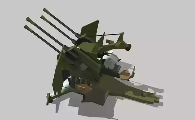 flakvierling machine gun Low-poly 3D model