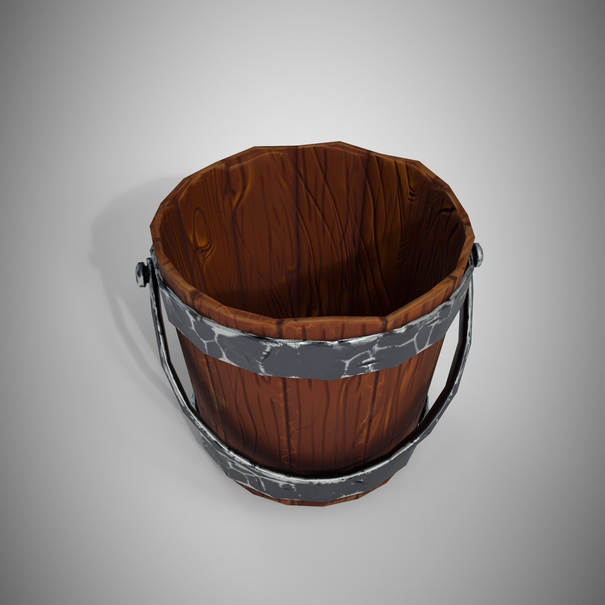 Stylized Bucket Low-poly 3D model_2