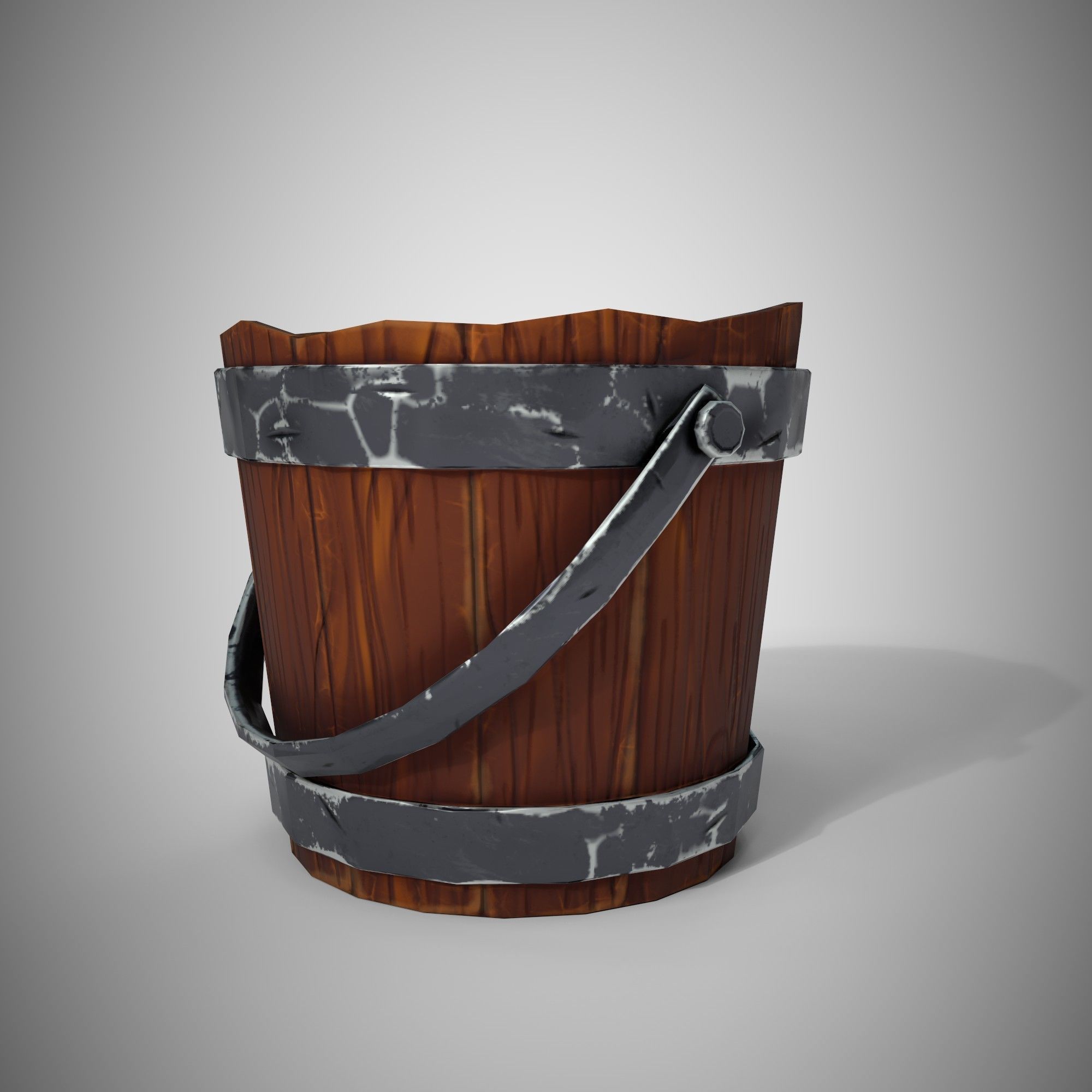 Stylized Bucket Low-poly 3D model_3