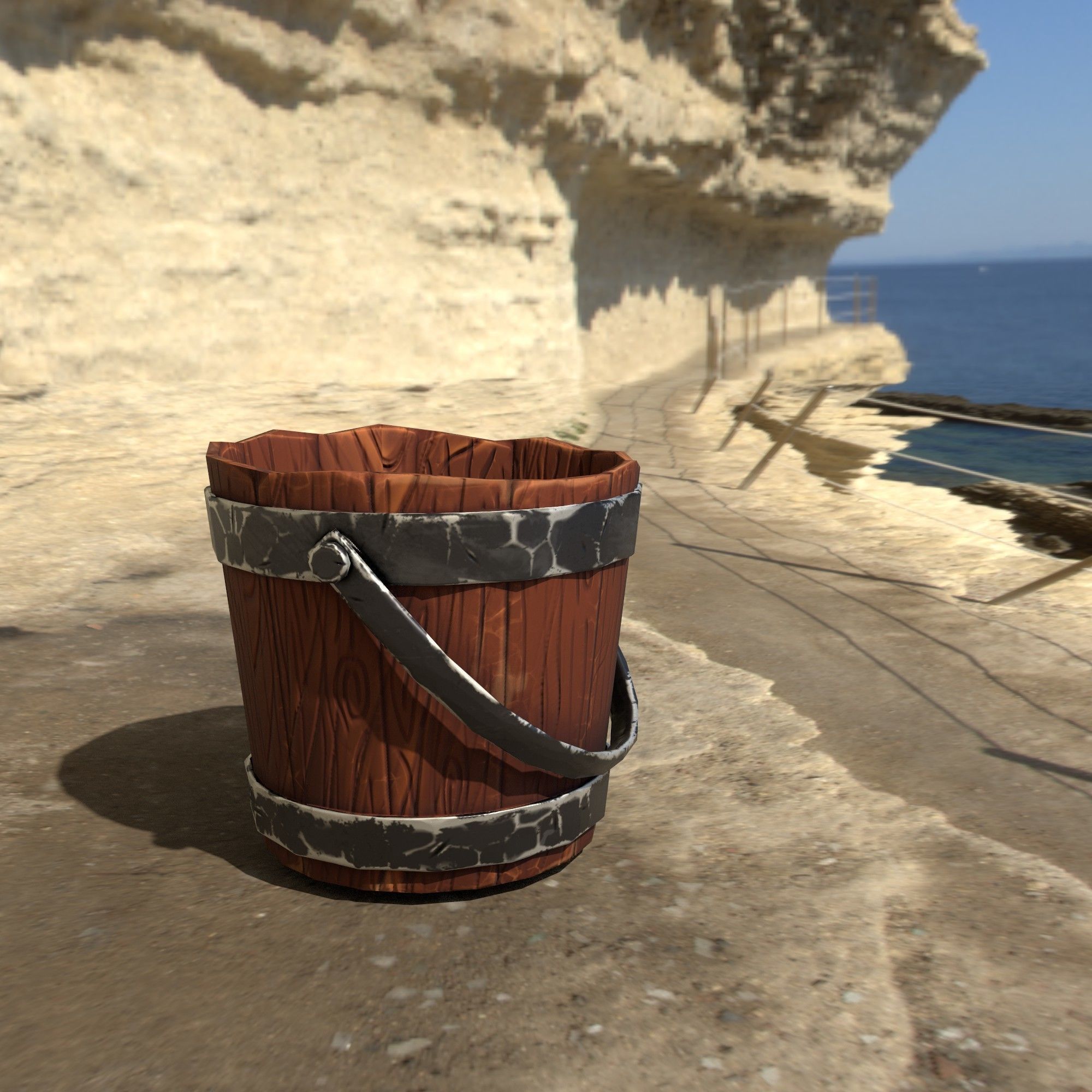 Stylized Bucket Low-poly 3D model_6