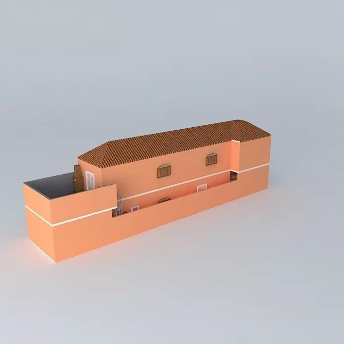 Townhouse with pool Free 3D model_0