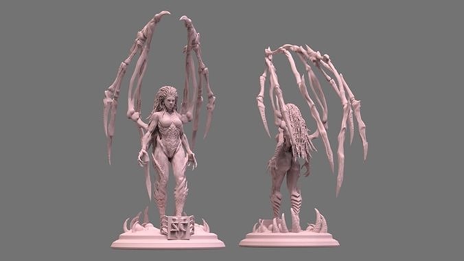Kerrigan two demon statues with wings 3D print model