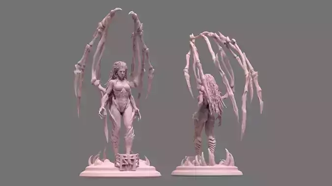Kerrigan two demon statues with wings 3D print model