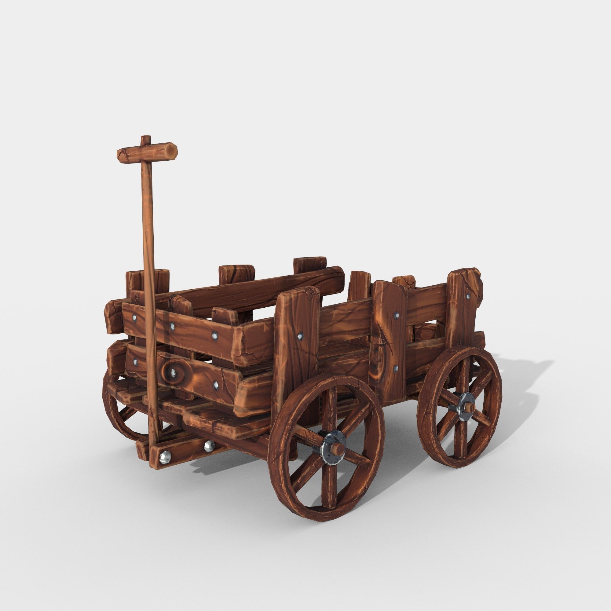 Stylized Hand-Cart Low-poly 3D model_2