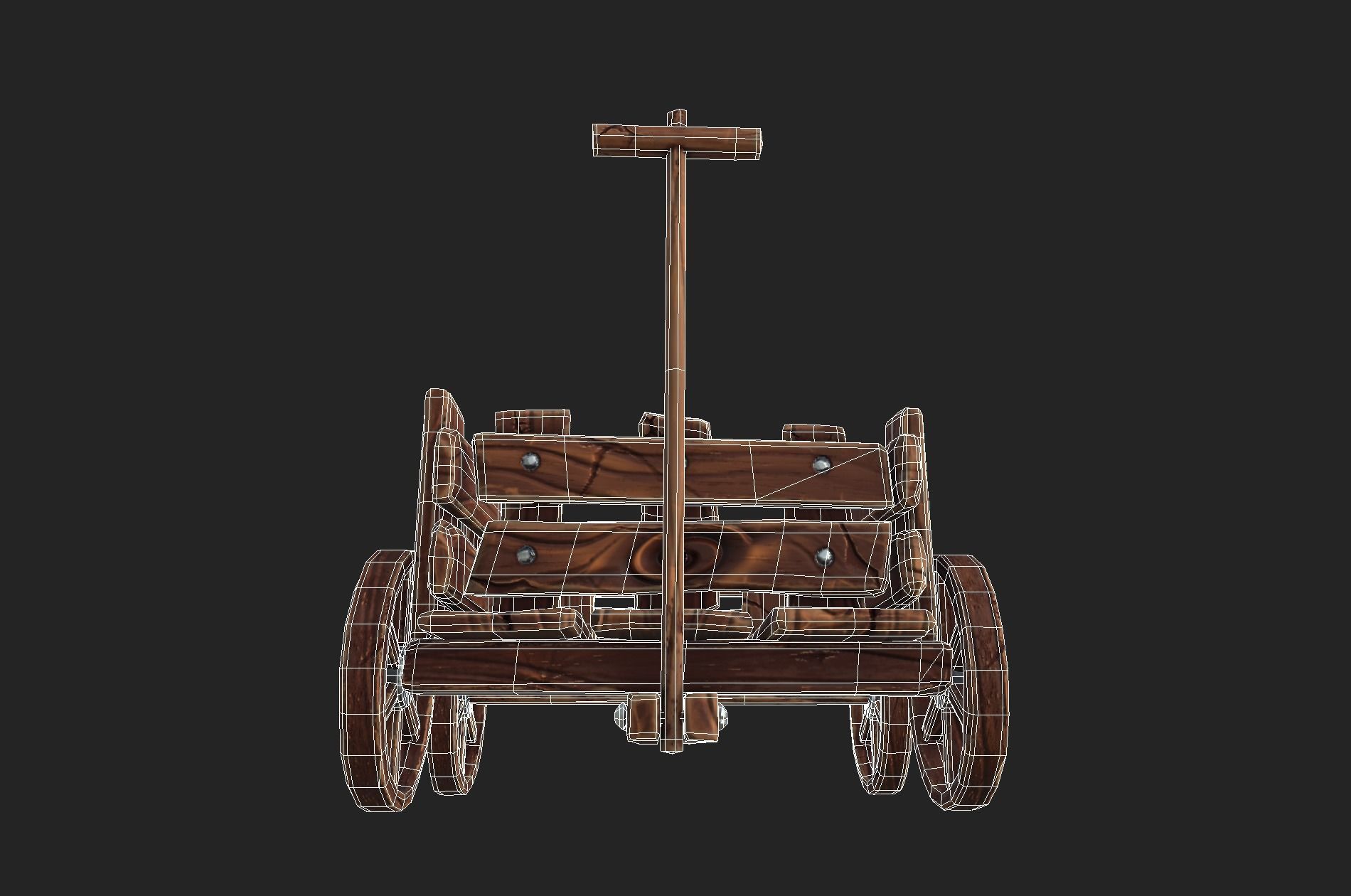 Stylized Hand-Cart Low-poly 3D model_7