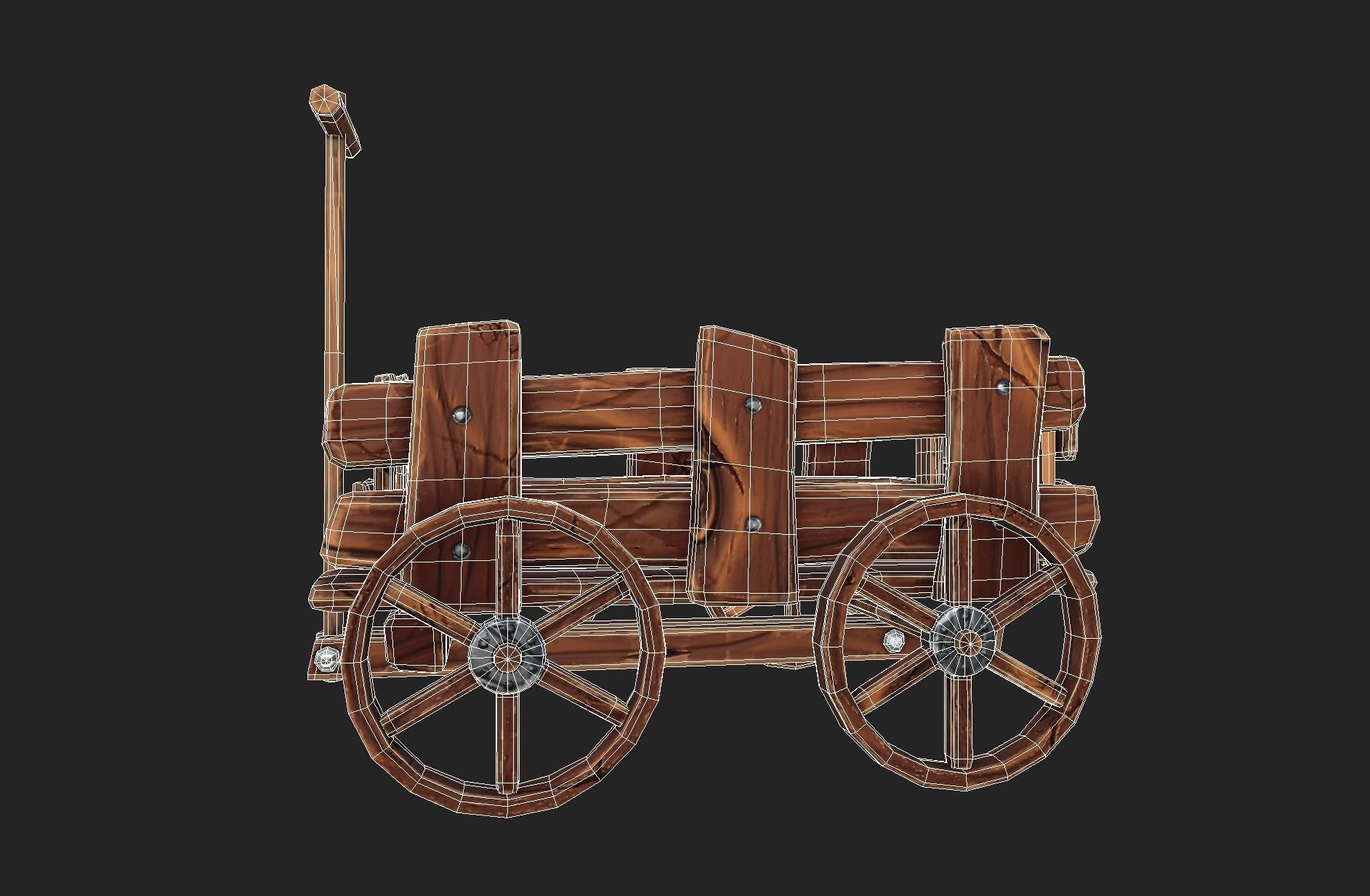 Stylized Hand-Cart Low-poly 3D model_8