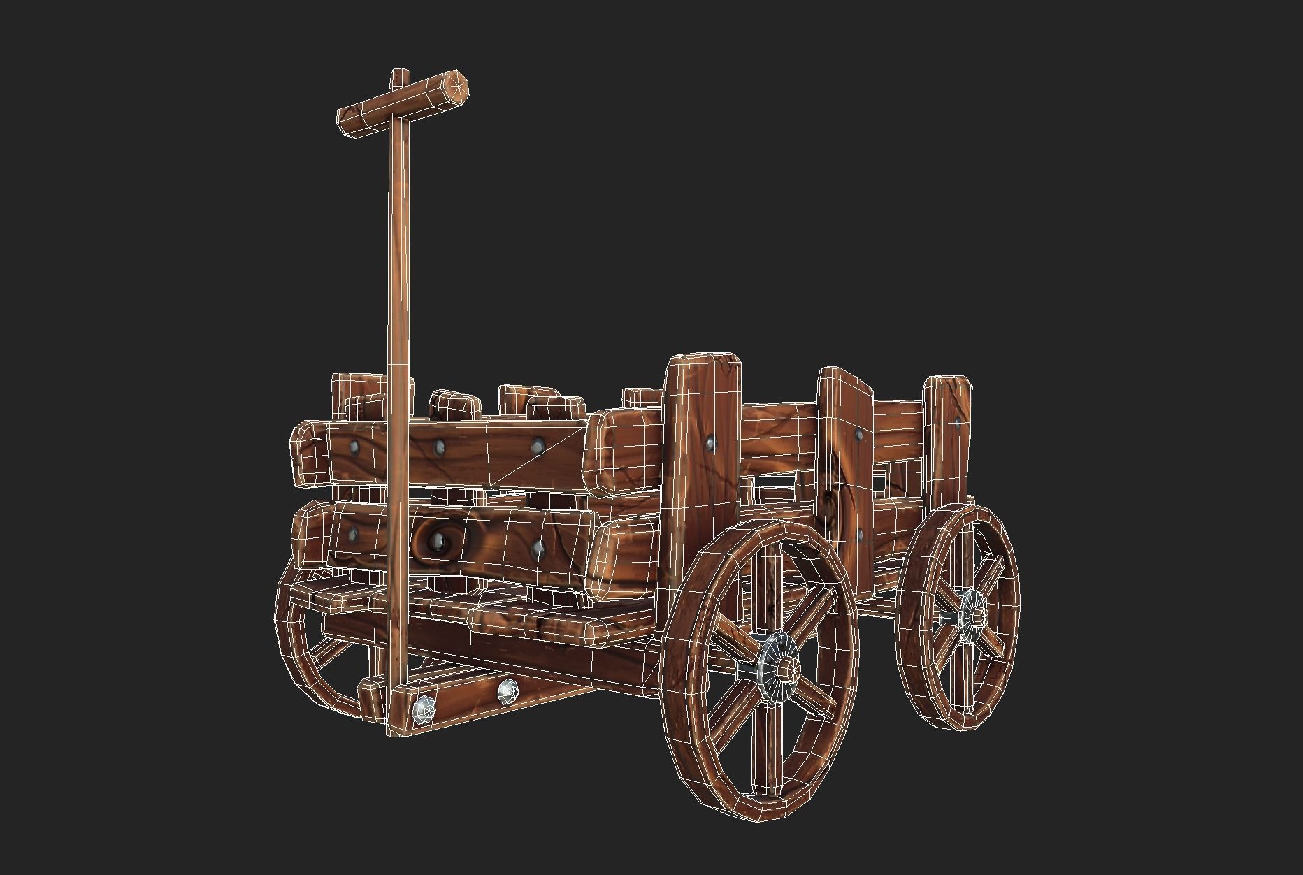 Stylized Hand-Cart Low-poly 3D model_11