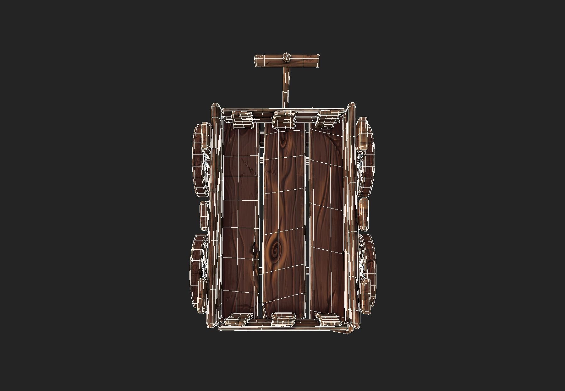 Stylized Hand-Cart Low-poly 3D model_10