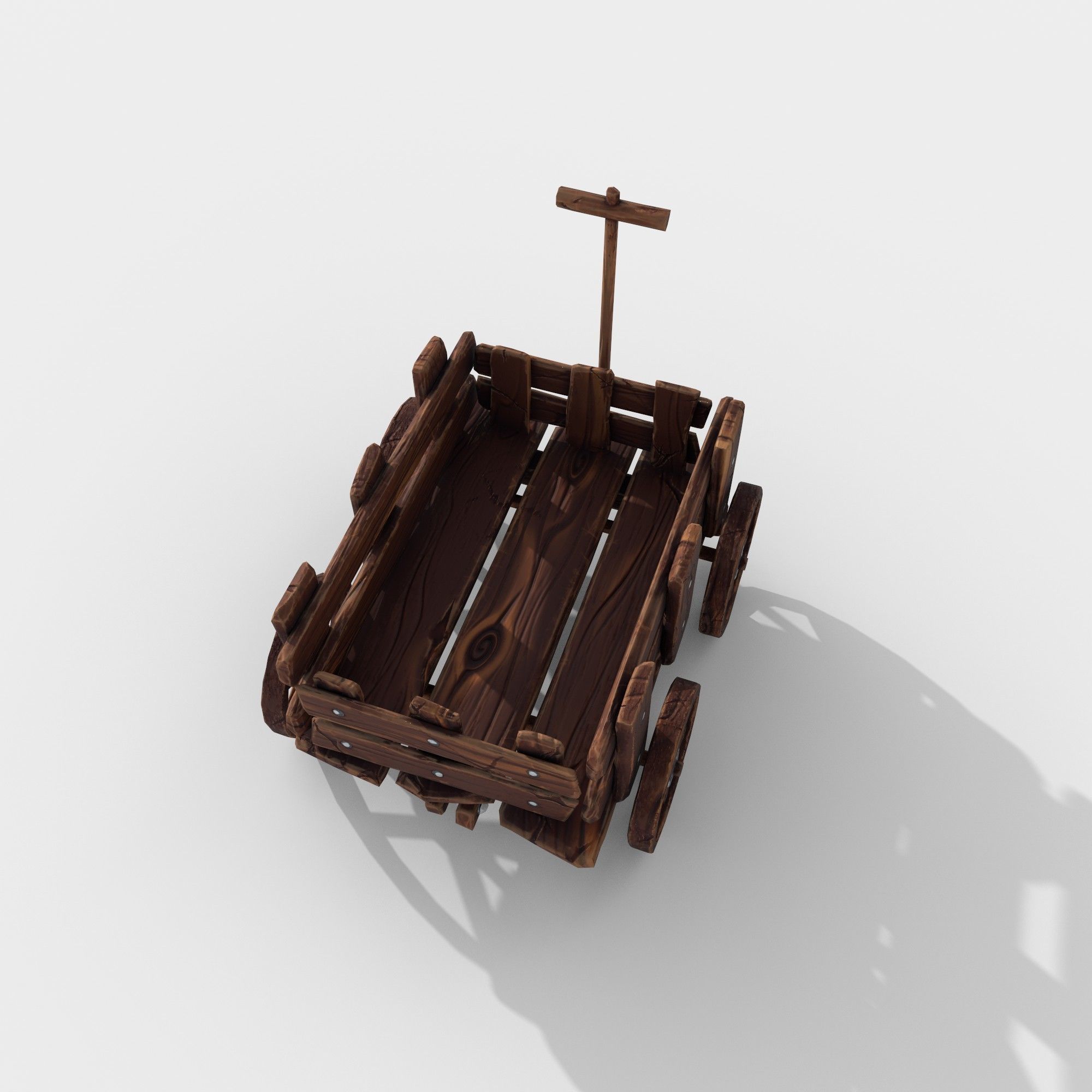 Stylized Hand-Cart Low-poly 3D model_5