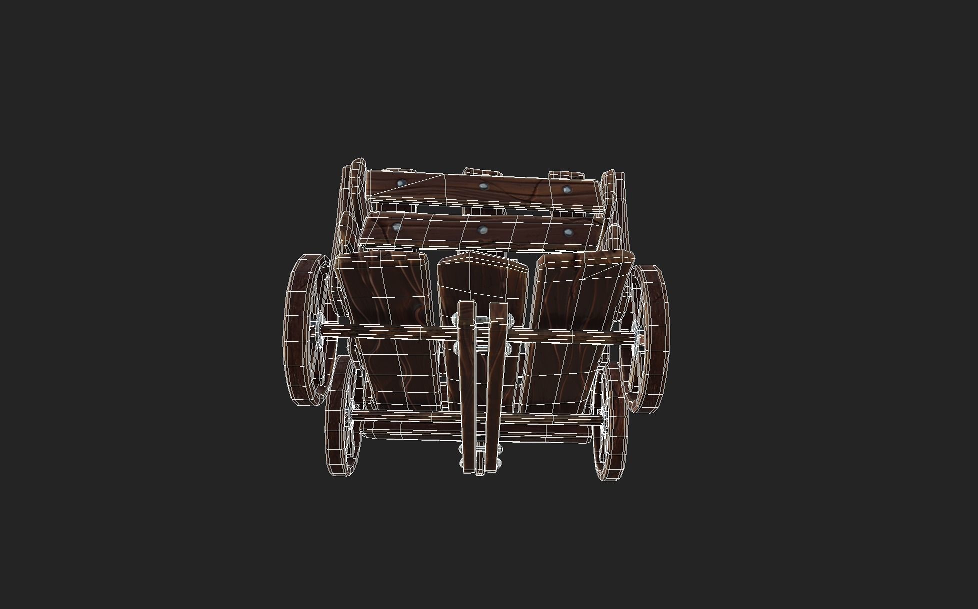Stylized Hand-Cart Low-poly 3D model_13