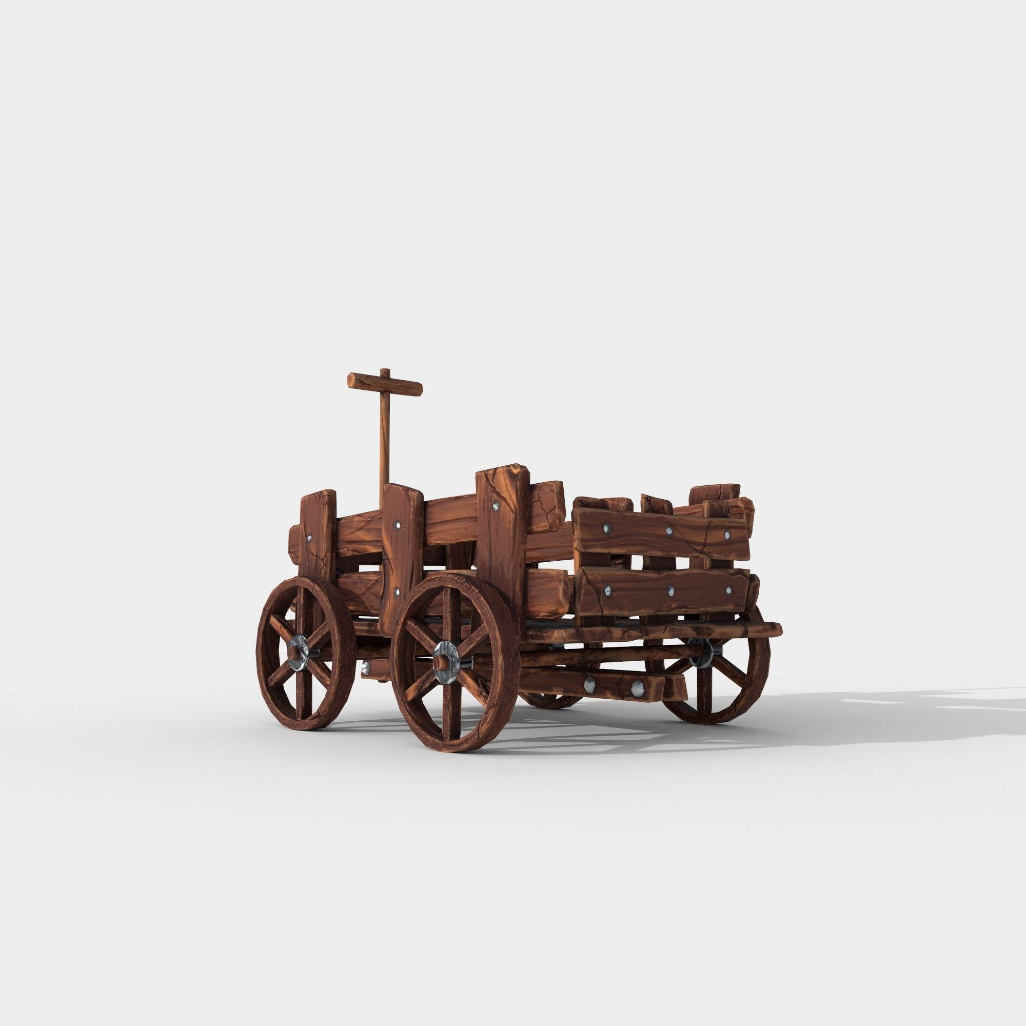 Stylized Hand-Cart Low-poly 3D model_6