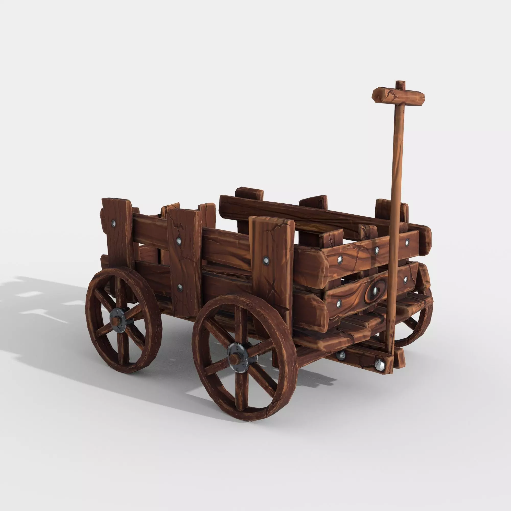 Stylized Hand-Cart Low-poly 3D model_0