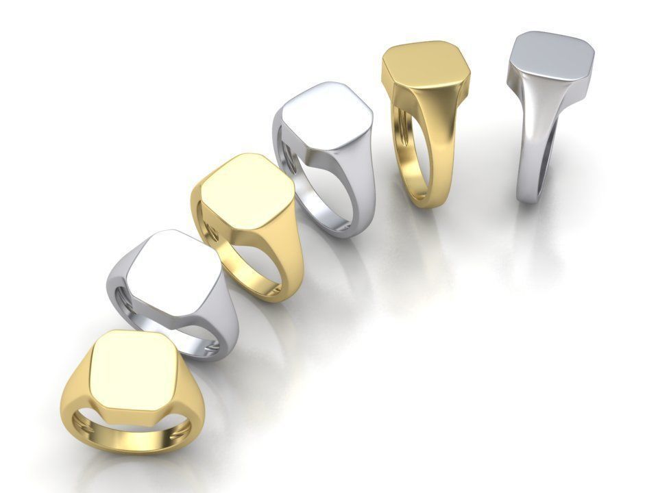 Engravable Emerald form Signet ring 3dmodel 3D print model_1