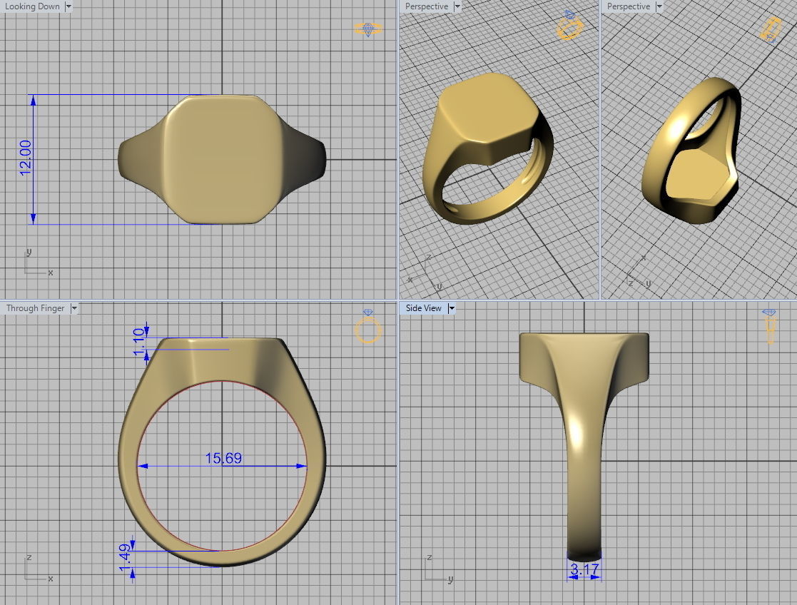 Engravable Emerald form Signet ring 3dmodel 3D print model_9