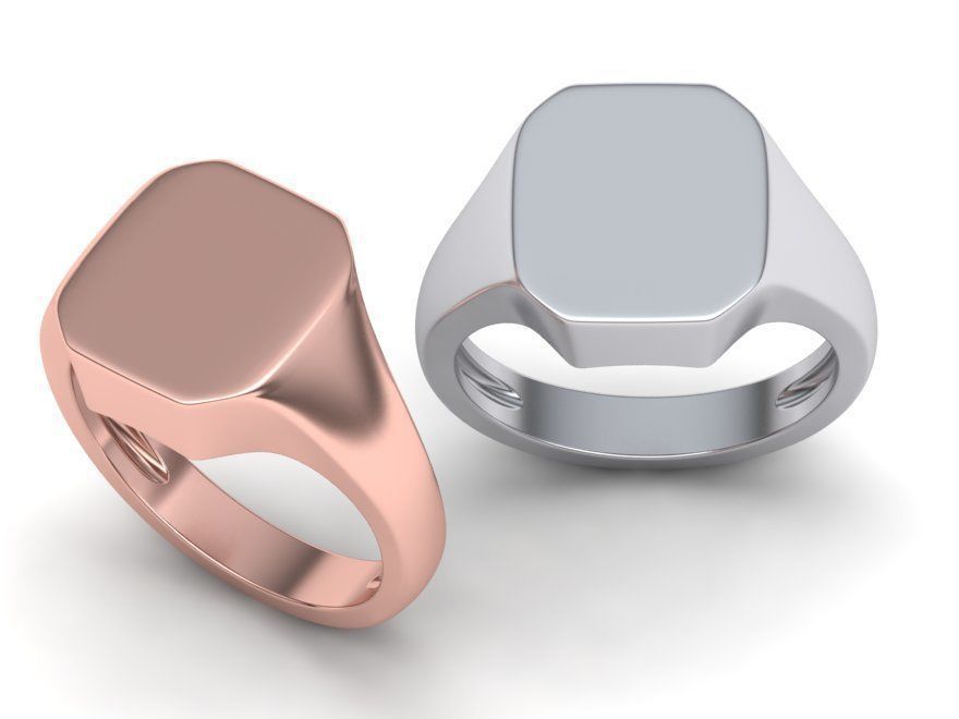 Engravable Emerald form Signet ring 3dmodel 3D print model_2