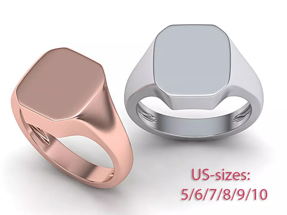 Engravable Emerald form Signet ring 3dmodel 3D print model_0