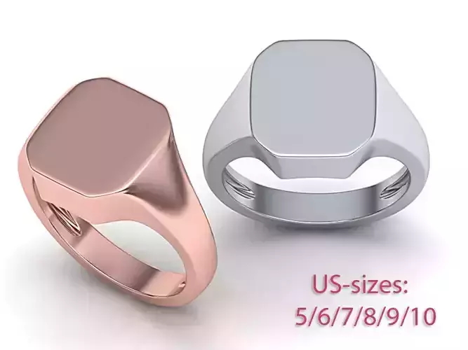 Engravable Emerald form Signet ring 3dmodel 3D print model