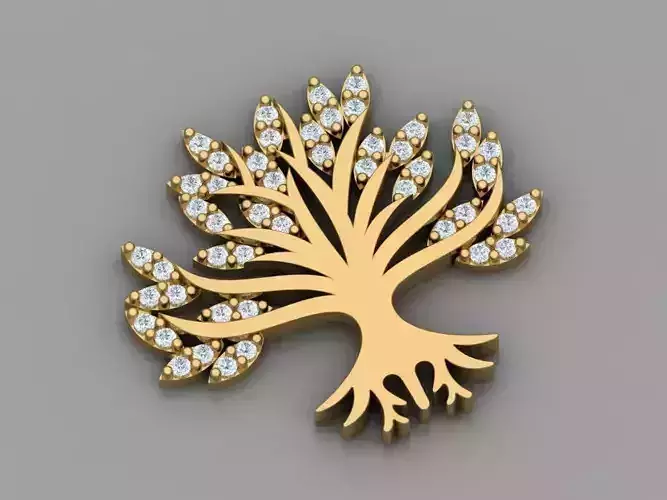    GC GOLD H016- Tree Diamond Gold necklace 3D print model