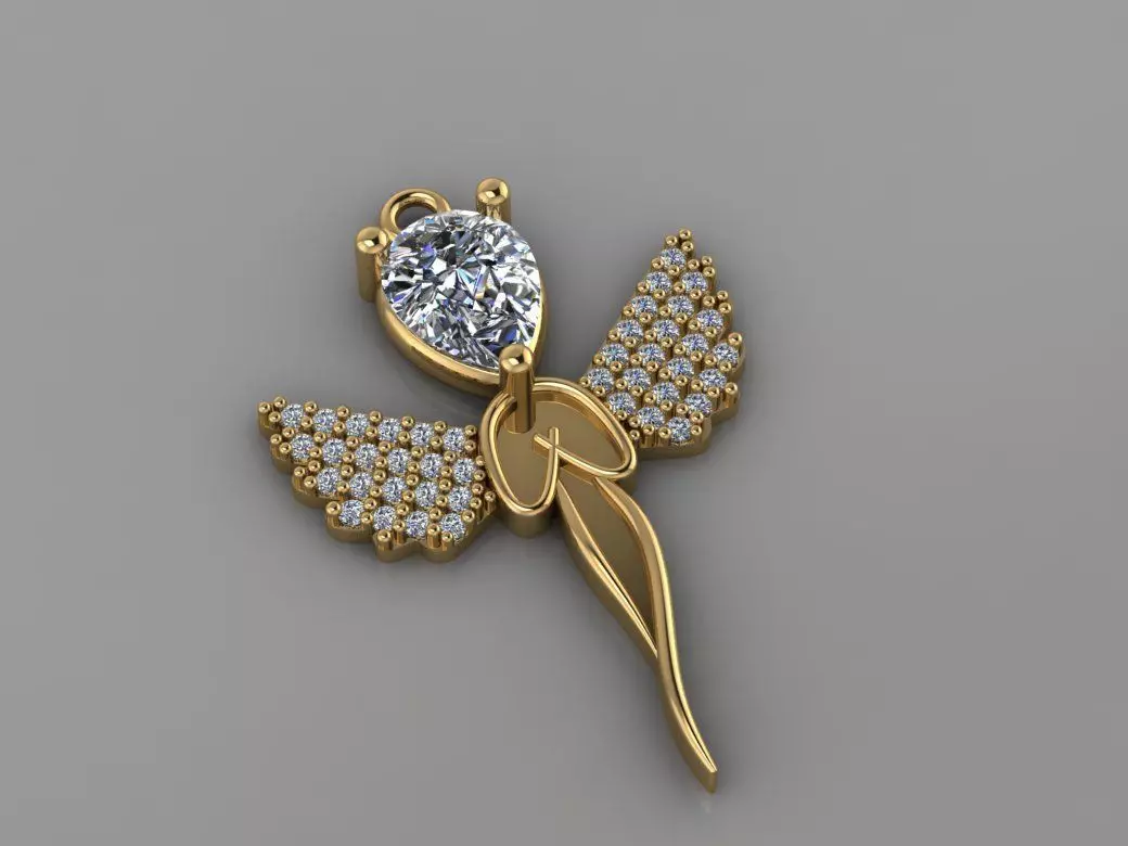     GC GOLD H017- Butterfly   Diamond Gold necklace 3D print model_0