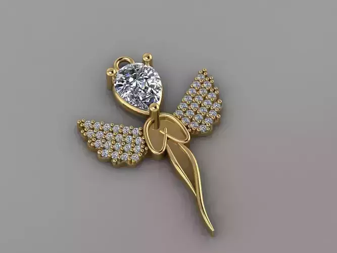     GC GOLD H017- Butterfly   Diamond Gold necklace 3D print model
